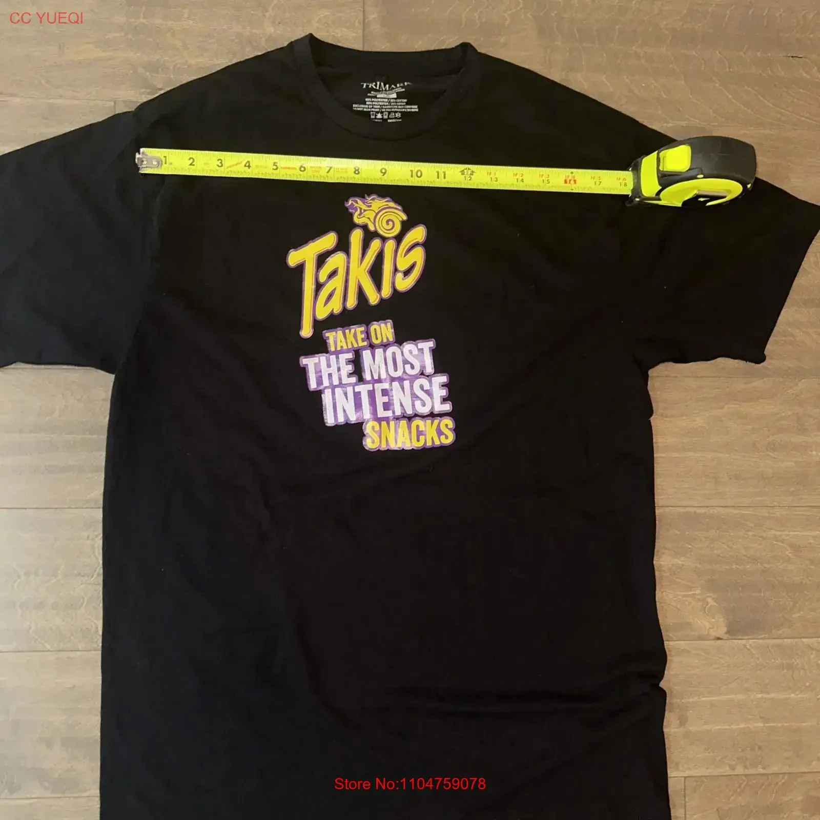 Фото Футболка Takis Fuego Take On The Most Intense Snacks Black Trimark SS, мужская, размер L, винтажная, с эффектом потертости, слегка эластичная №1