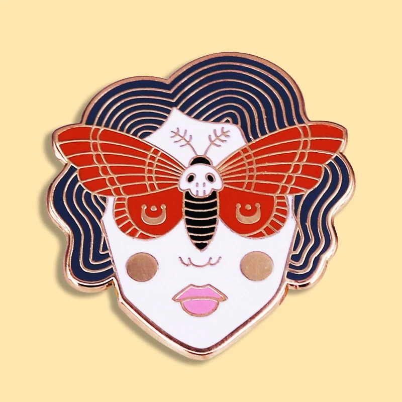 

Skull Moth With Girl Medley Brooch Grimace Moth Badge Goth Art Accessory Fashion Pin Clothing Gift