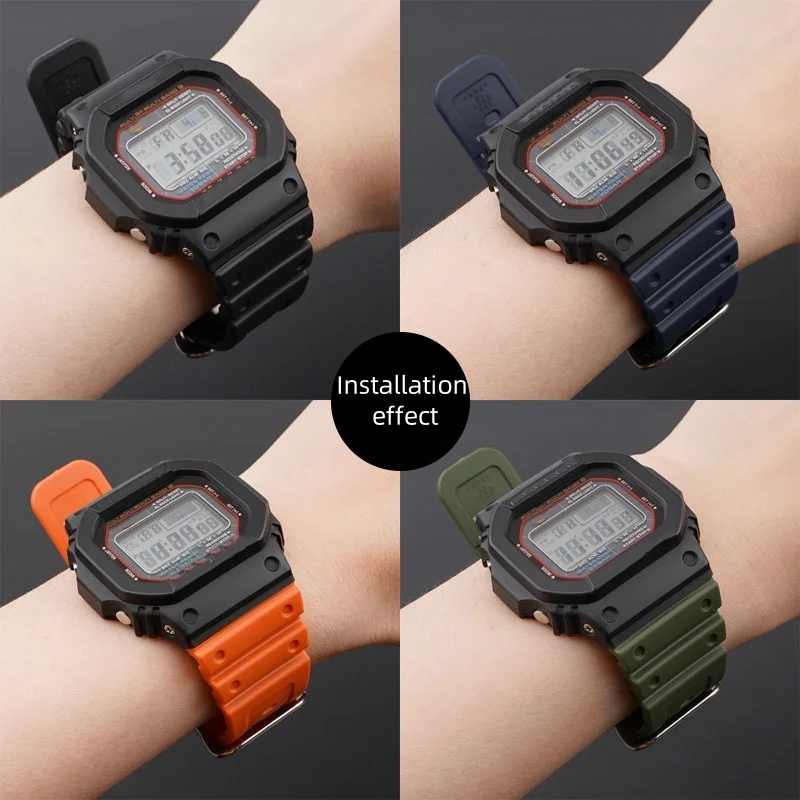 Фото Ремешок из силиконовой смолы 16 мм для Casio G-Shock DW-6900 5600E GW-M5610 GA-2100 GD110 GLS8900, мужской и женский спортивный ремень на запястье №5