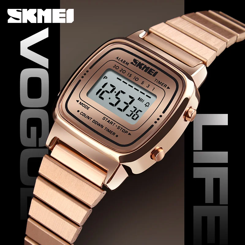 

SKMEI Hourly Chime Digital Watch Women Sport Chrono Countdown Alarm Wristwatch Ladies Gifts Waterproof Clock Relogio Feminino