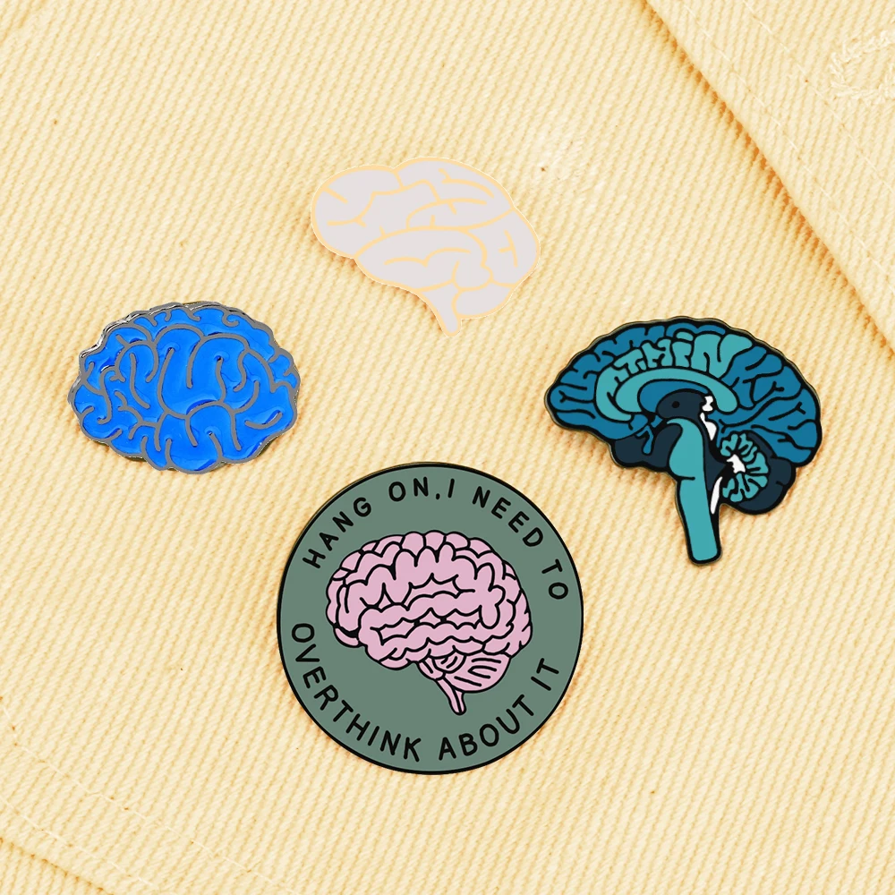 Cartoon Punk Brain Organs Enamel Pin Personality Jeans Coat Lapel Pin Badge Jewelry Backpack Decoration Brooch for Doctor Nurse