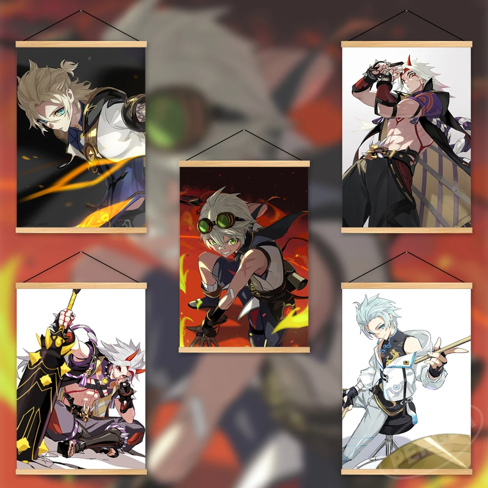 

Poster Genshin Impact Canvas Game Print Xiangling Painting Morax Wall Art Shenhe Picture Albedo Home Decoration Hanging Wooden