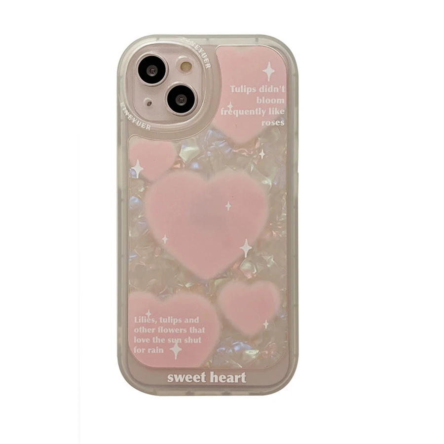 

Shell Texture Big Love Girl'S Lens Full Wrap Soft Phone Case For Iphone 13 12 11 Pro Max X Xr Xs Max 12Pro 13Pro 12Promax Fundas