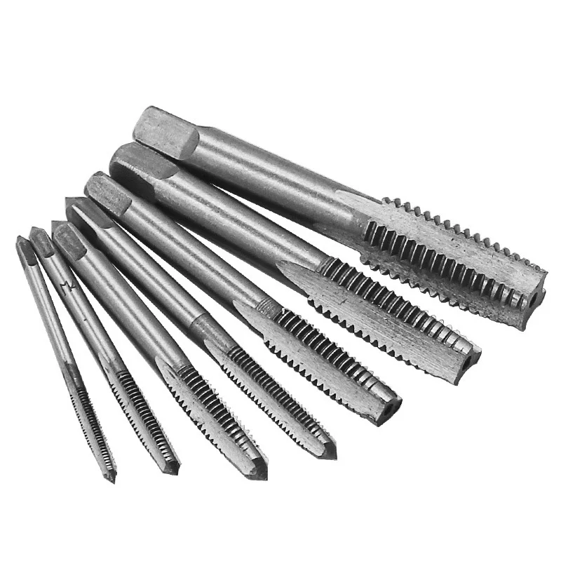 

7PCS Bearing Steel Taper Hand Spiral Point Straight Fluted Screw Thread Hand Tap Drill M3/M4/M5/M6/M8/M10/M12