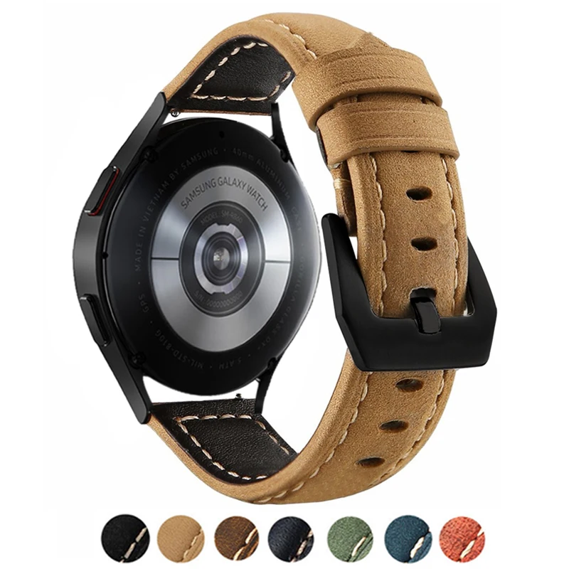 

Ремешок кожаный для часов Smsuang galaxy watch 4/classic/46 мм/42 мм/44 мм/40 мм Amazfit gts2/3/bip 20 мм 22 мм