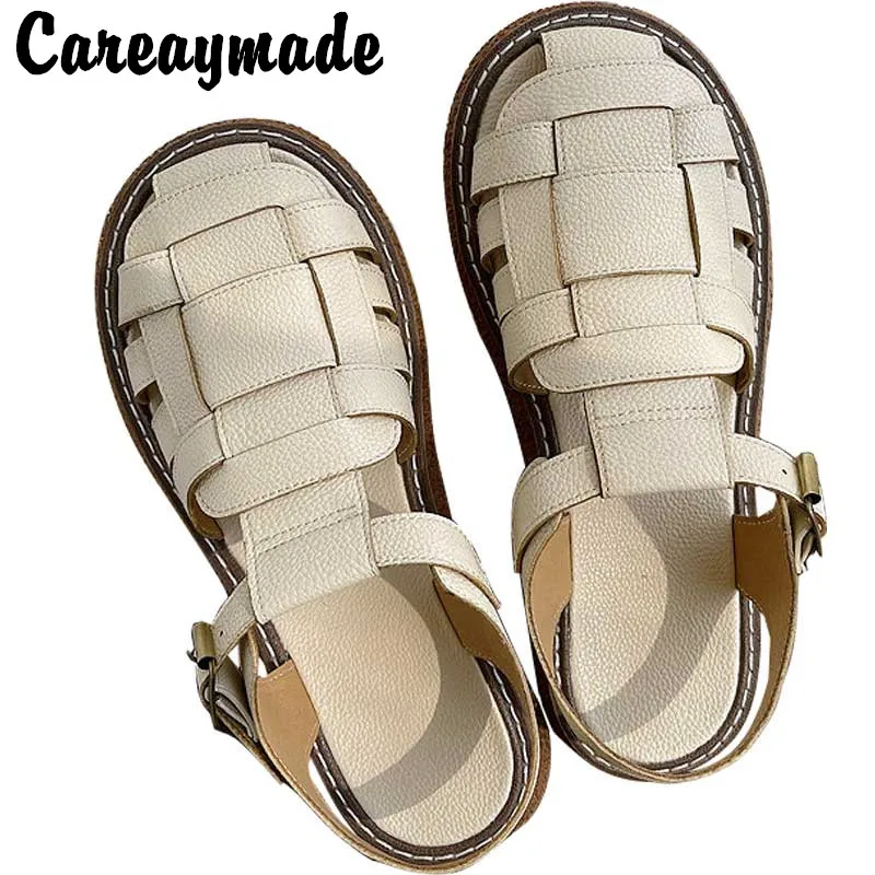 

Careaymade-Women's sandals summer literature art leisure thick soled Roman shoes retro muffin shoes woven women Casual shoes