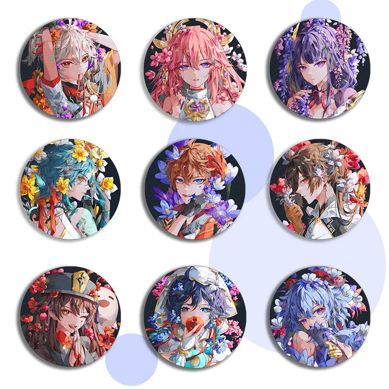 

Genshin Impact Peripheral Badge Fine Flash Frosted Beelzebul Hu Tao Game Character Animation Two-dimensional Brooch Pendant Gift