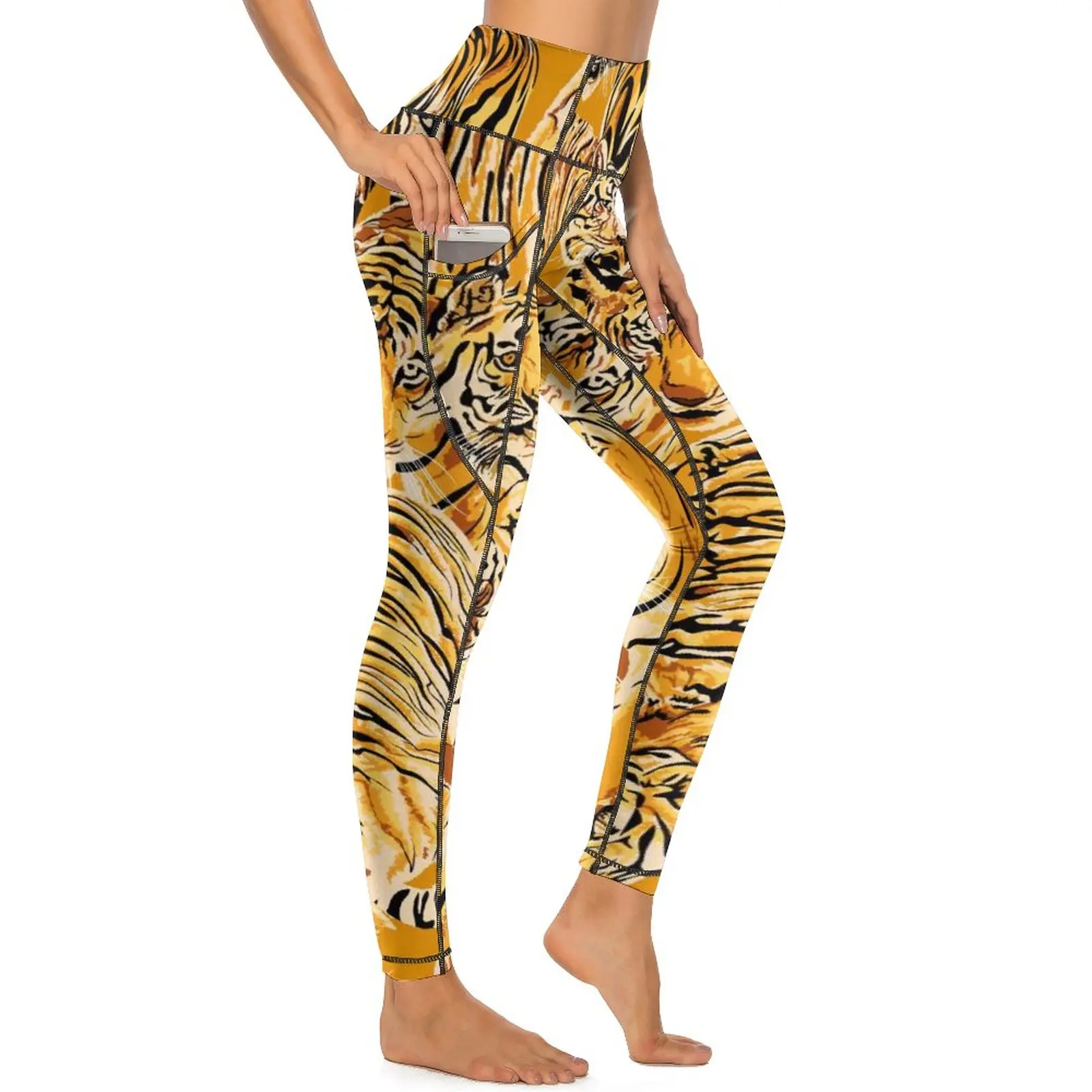 

Many Tigers Leggings Wild Animals Pattern Fitness Yoga Pants Female Push Up Fashion Leggins Sexy Stretch Graphic Sports Tights