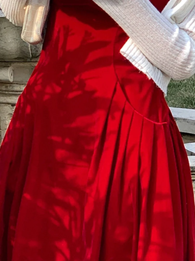 Lautaro красное эластичное мягкое бархатное платье миди на тонких бретельках