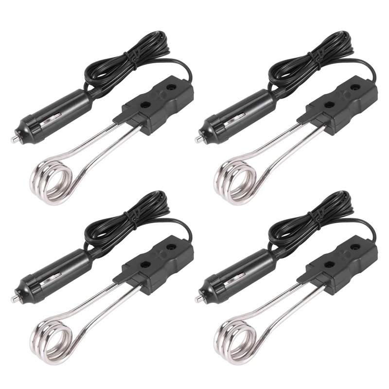 

4X Auto Immersion Heater Kettle Travel Immersion Heaters Mobile Immersion Heaters Camping Outdoor Black