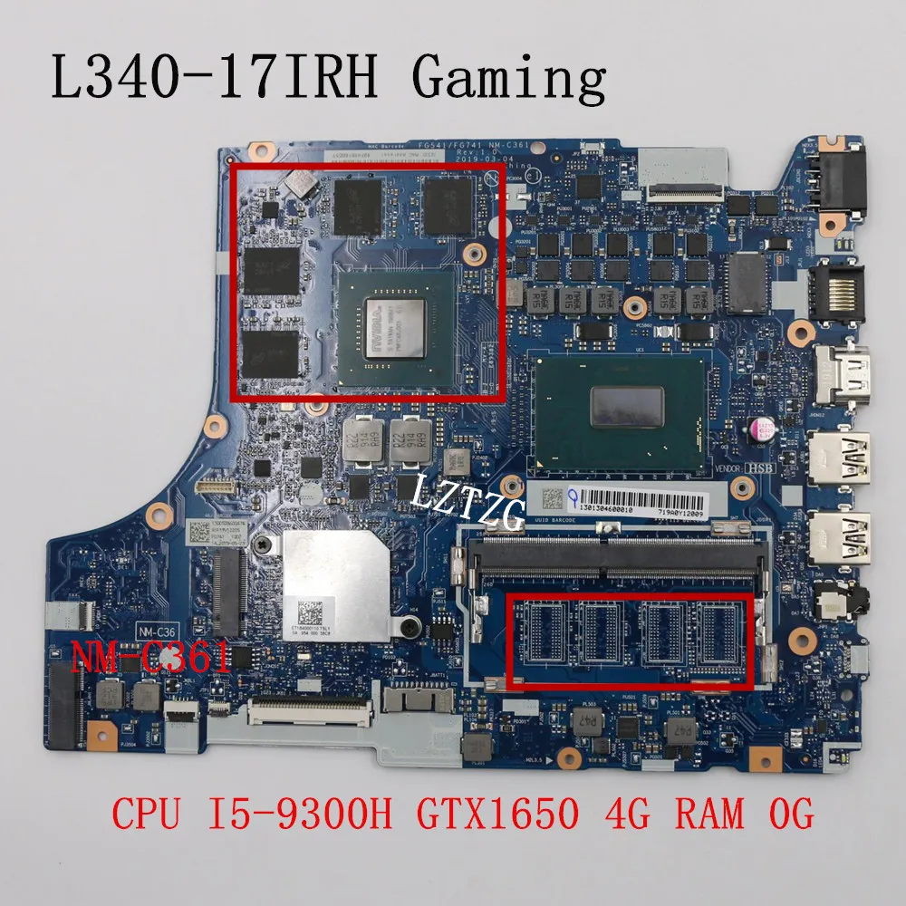 

NM-C361 For Lenovo Ideapad L340-17IRH Gaming Laptop Motherboard CPU I5-9300H GTX1650 4G FRU 5B20S42319 5B20S42320