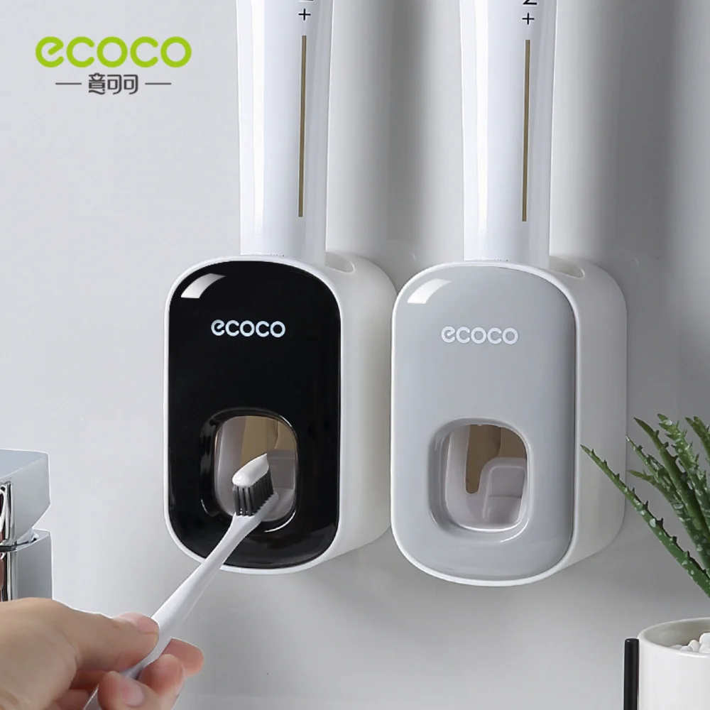 

ECOCO Automatic toothpaste squeezing artifact suction wall mounted extruder set household non perforated toothbrush shelf
