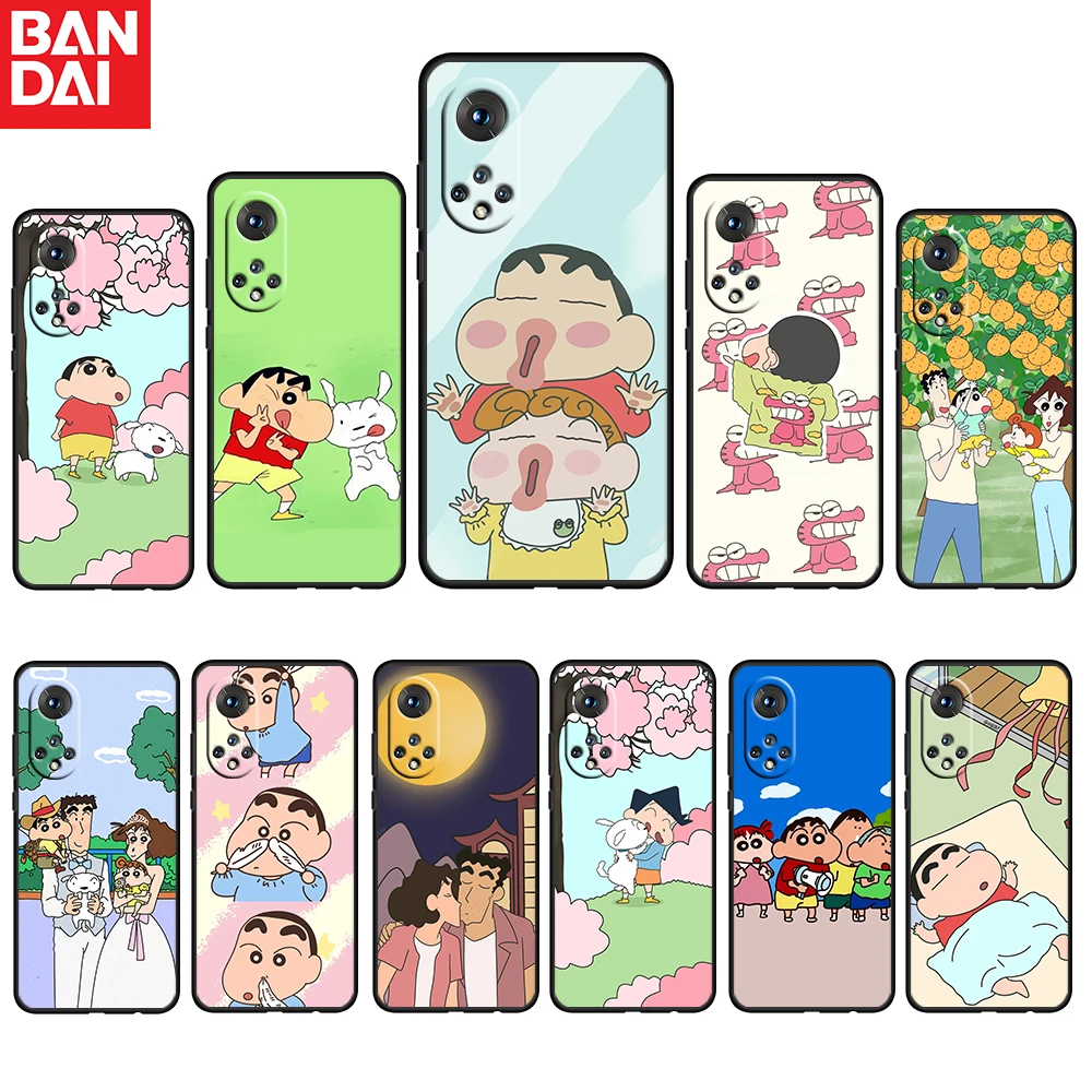 

Japanese Shinchan Crayon For Honor 60 50 20 SE Pro X30 10X 10i 10 9X 9A 8X 8A Lite Silicone Soft TPU Black Phone Case Capa Cover