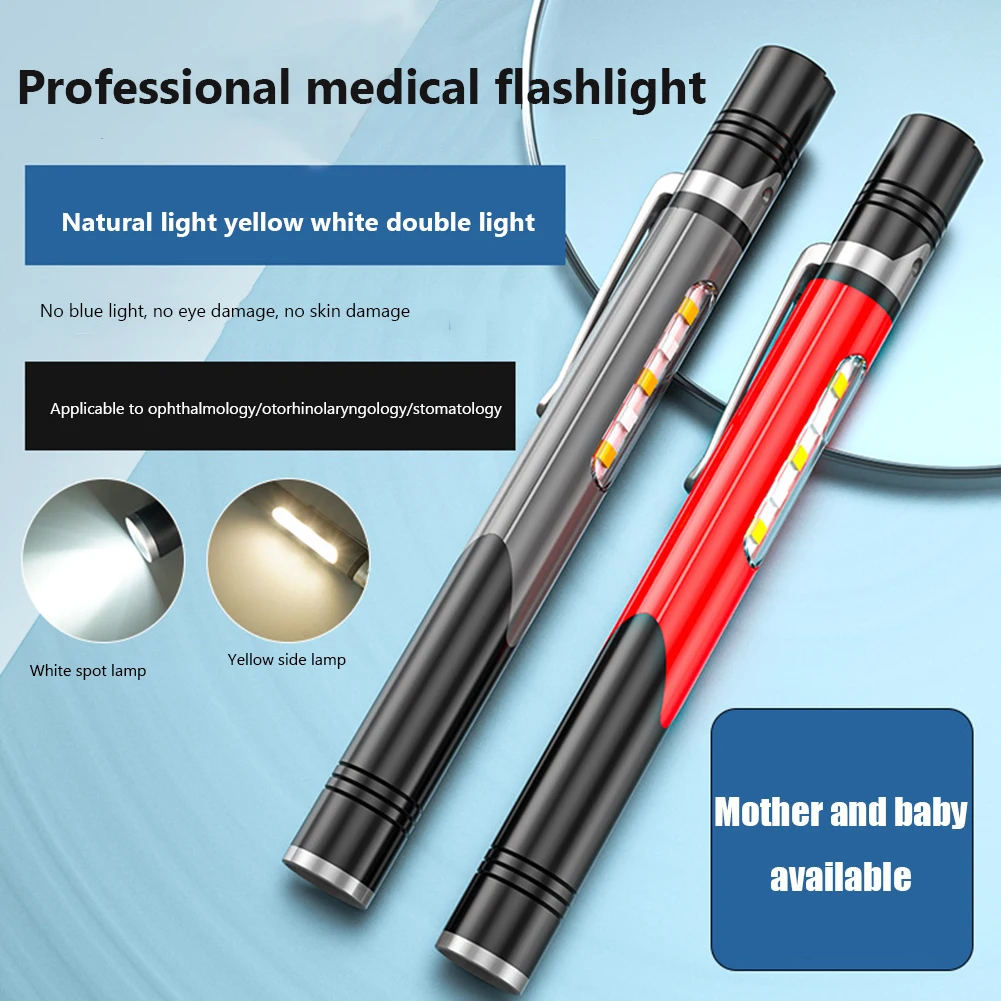 

Medical First Aid Pen Light Portable Inspection LED Flashlight Work Light Torch White Yellow Lights Doctor Nurse Diagnosis