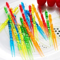 50pcspackage motley disposable party plastic fruit cake dessert fork pick outing portable tableware multicolor