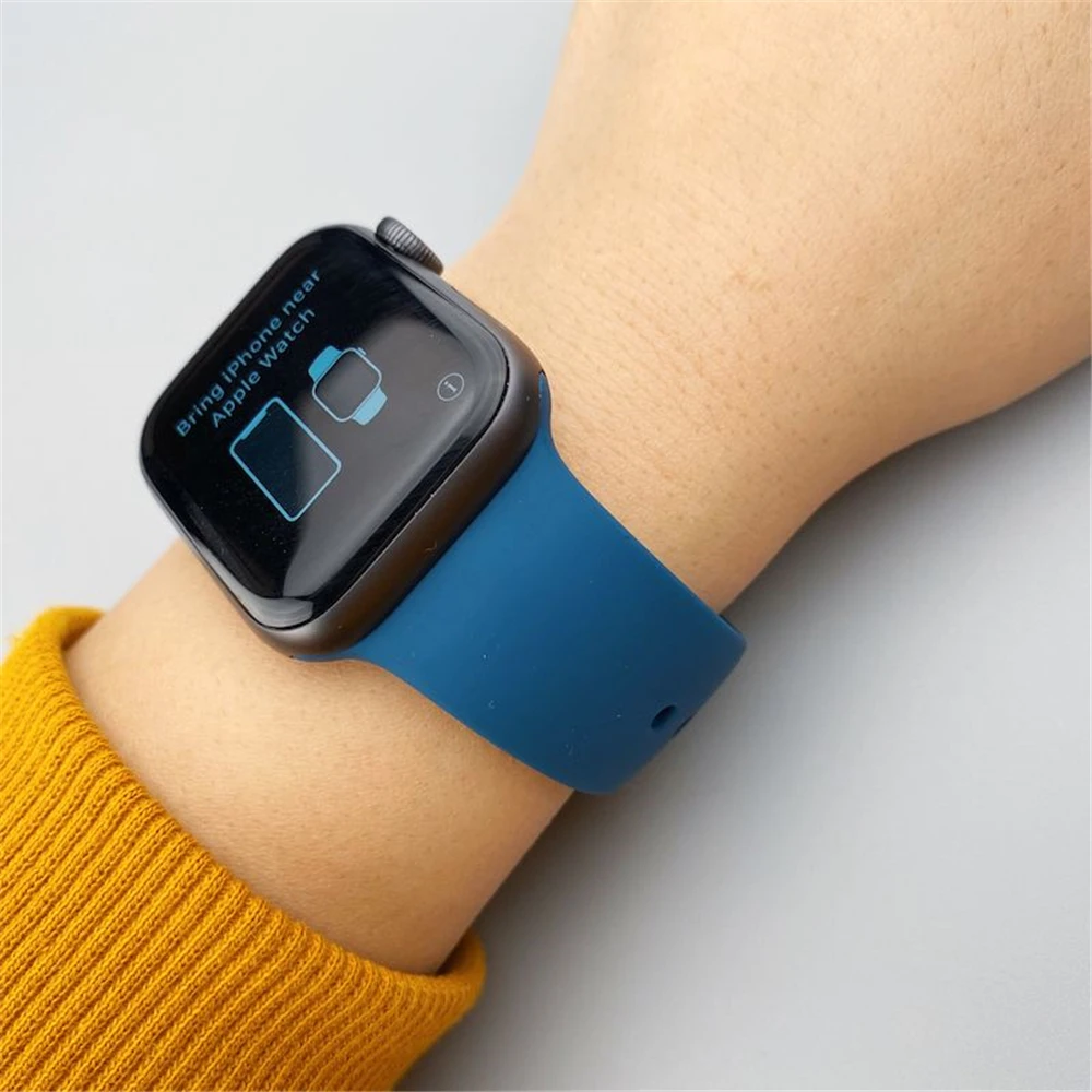 Фото Ремешок силиконовый для Apple Watch band 44 мм 49 мм 45 мм 41 мм 38 мм 42 мм 40 мм, спортивный браслет для iWatch series 8 SE 7 6 Ultra 49 мм №4