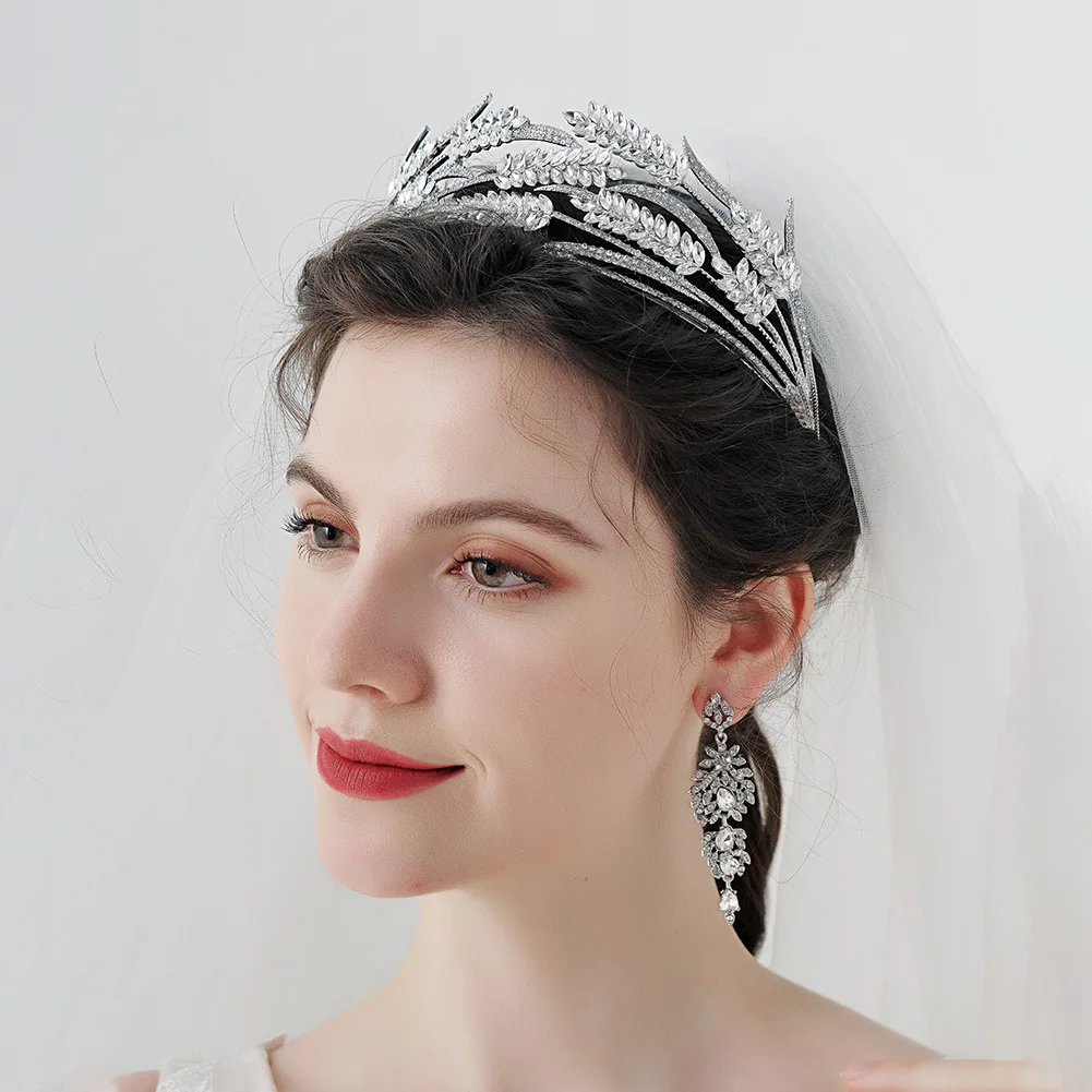 New Wholesale Luxury Crystal Wheat Ear Bride Crown Hair Hoop Wedding Diamond Popular Headwear Tiaras