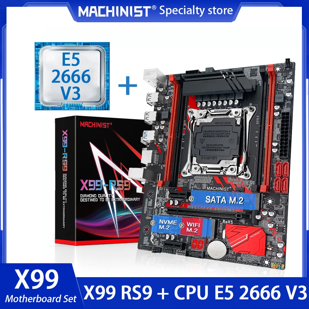 

Комплект материнской платы MACHINIST X99 LGA 2011-3 с процессором Xeon E5 2666 V3, поддержка DDR4, для настольных компьютеров и серверных ОЗУ X99 RS9