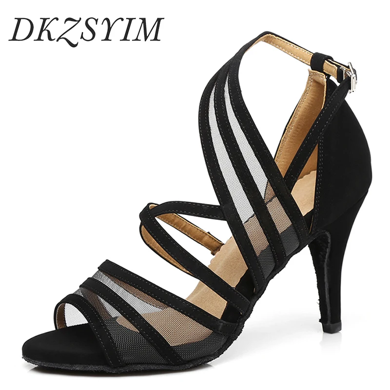 

DKZSYIM High-Quality Women Party Dance Boots Suede Soft Bottom Latin Dance Shoes For Woman Black Salsa Dance Shoes Heel 6CM-10CM