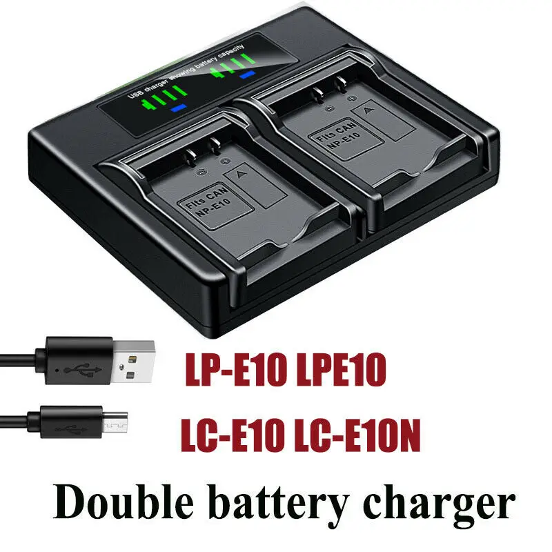 

Dual Battery Charger For Canon LP-E10 LC-E10 E10E EOS 1100D 1200D 1300D 1500D