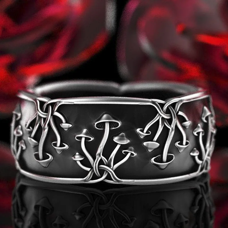 

Hot Sale Dark Forest Small Mushroom Shape Men's Ladies Rings Factory Direct Wholesale