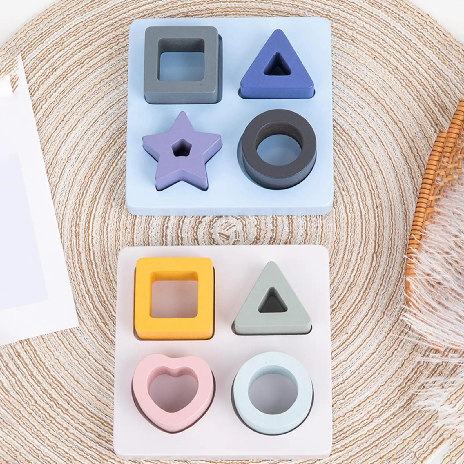 

Geometric Shapes Toy Stacker Block Match Game Montessori Toy