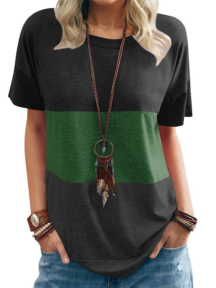 

Женская футболка с коротким рукавом и круглым вырезом, свободного покроя