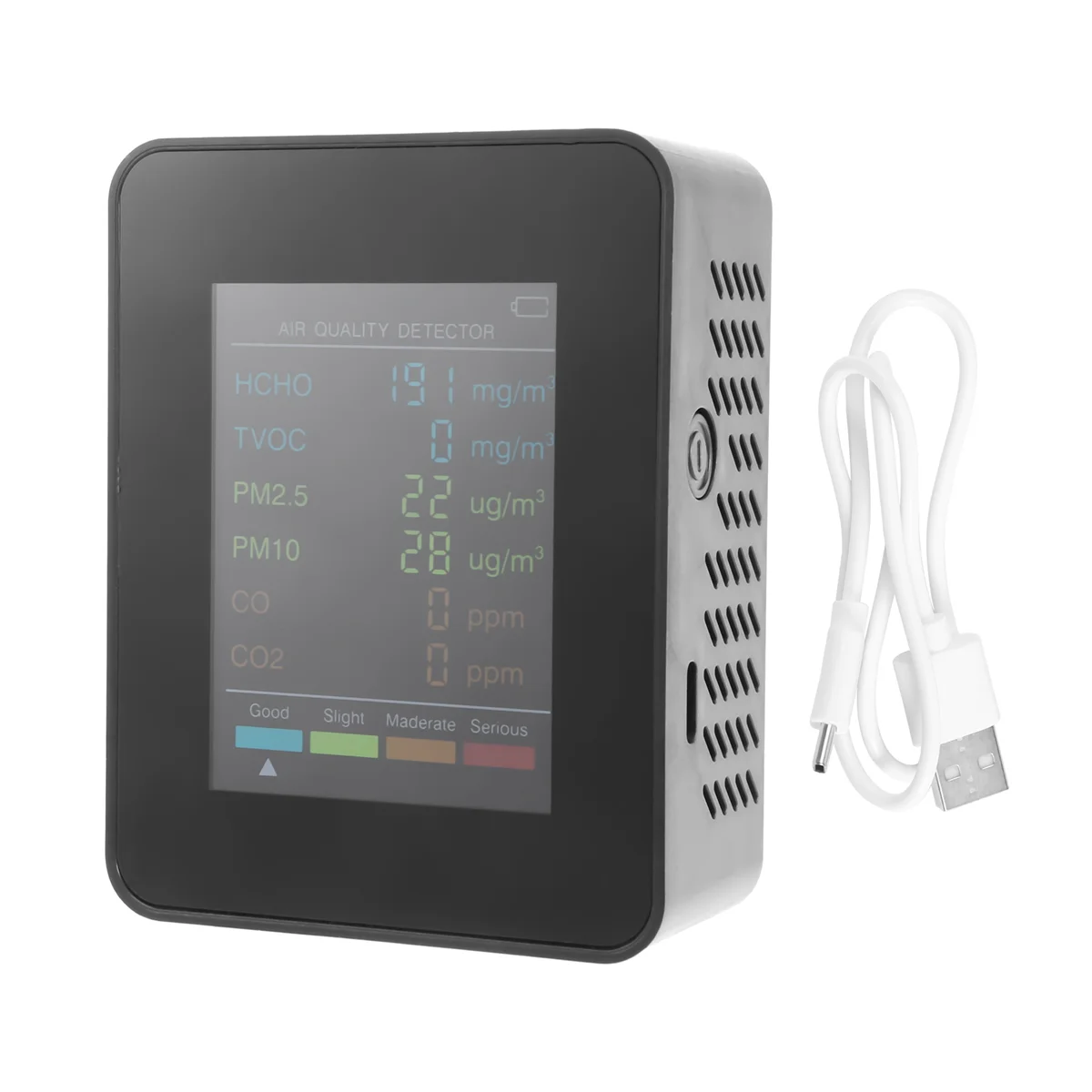 6 в 1 PM2.5 PM10 HCHO TVOC CO CO2 детектор качества воздуха тестер для дома и офиса черный