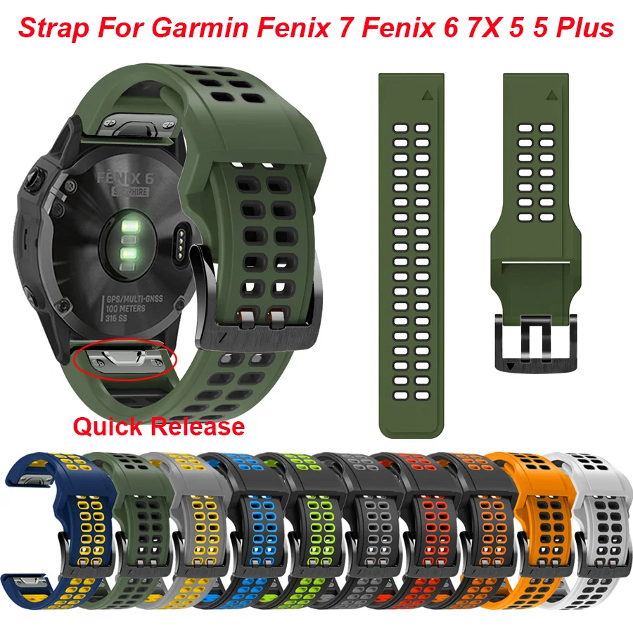 

26 22mm Silicone Watch Band Straps For Garmin Fenix 6X 6 Pro 7X 7 Easyfit Wristbands Fenix 5 5X Plus 935 945 Smartwatch Bracelet