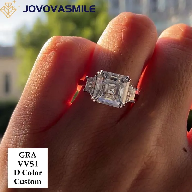 

Кольца JOVOVASMILE Gra Сертифицированный Муассанит 3,5 Карата 9 мм Assscher 14k Gold Ring Anel De Ouro 18k Puro, оригинальные женские кольца