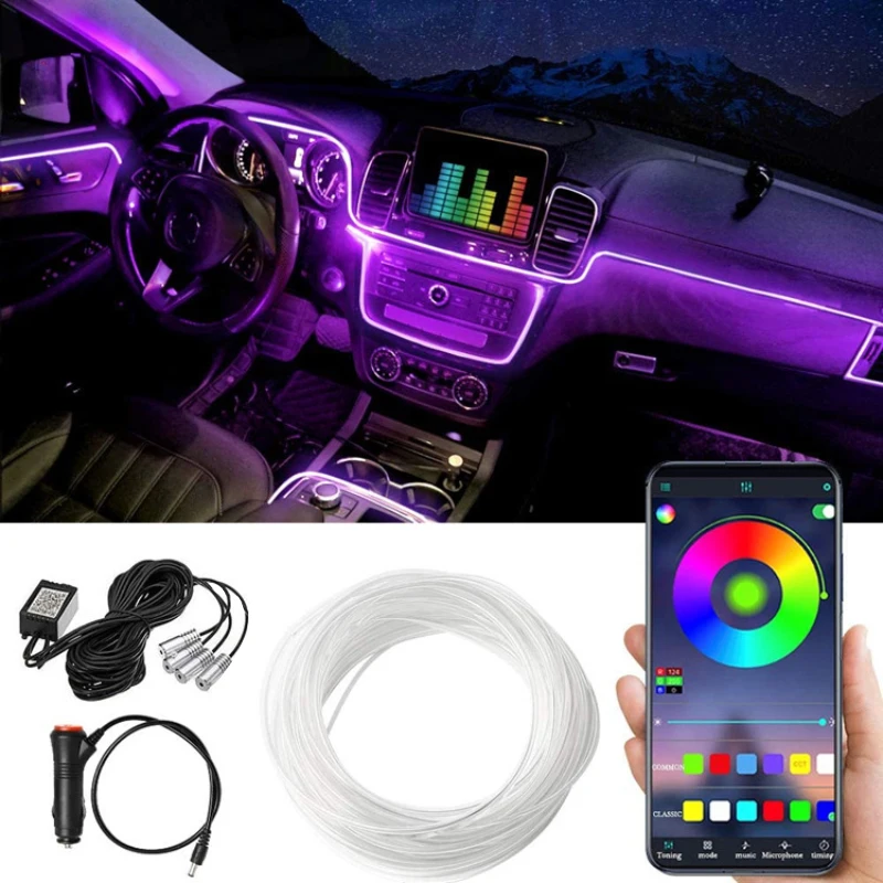 

Car Center Console Dashboard Neon Light For Tesla Model Y Model 3 2021-2023 Interior LED Strip Lights with App Controller