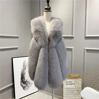 2022 autumn and winter new faux fur imitation fur sleeveless vest women mid length temperament high street jacket vest