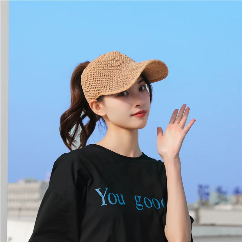 

2022 Summer Sunscreen Sunshade Empty Top Cap Sports Ponytail Peaked Caps UV Protection Sun Hats Women Gorro Beach Hat