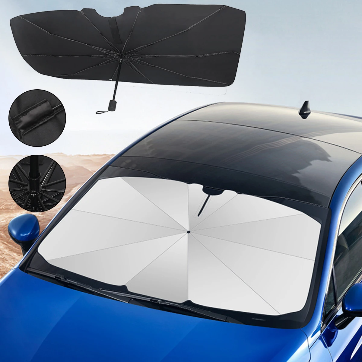 

Car Windshield Sun Shade Umbrella 360° Rotation Foldable Front Windscreen Sun Shade Protector Universal Windshield Umbrella