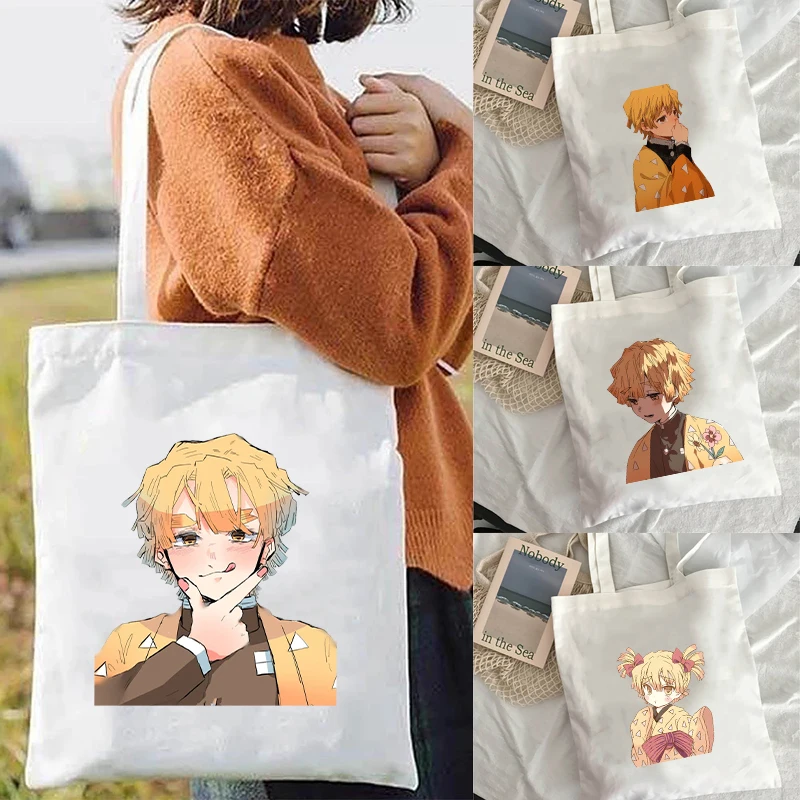 

Сумки для покупок, Холщовая Сумка, сумка для покупок с лезвием рассекающего демонов, женские настраиваемые сумки-тоуты, шопперы с аниме, диз...