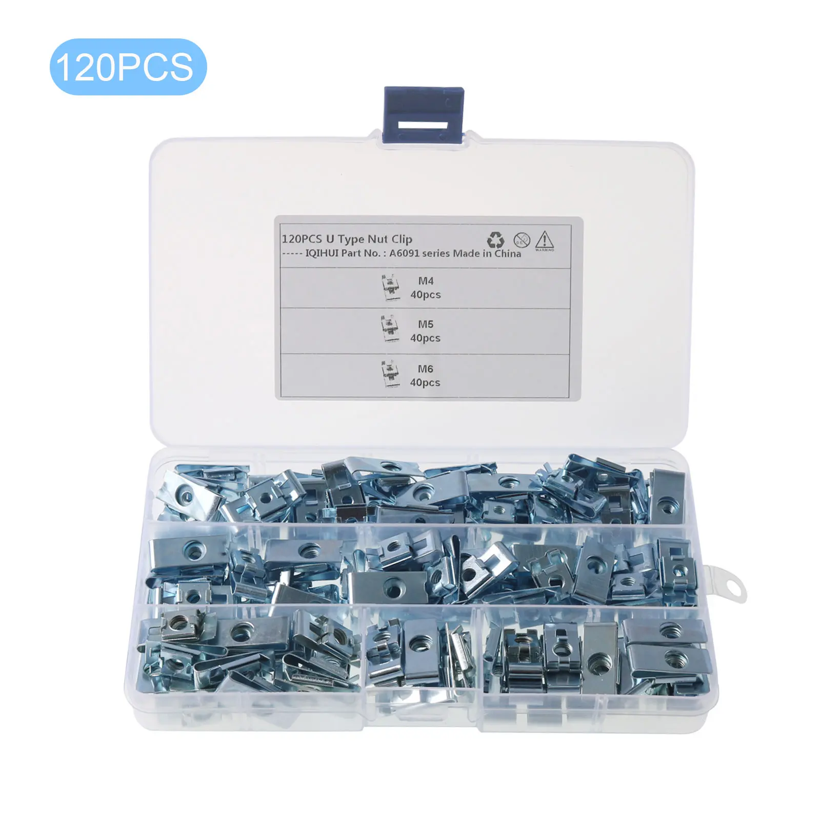 

120pcs/set For Car U Shape Clip Nut Easy Install Trim Replacement Carbon Steel With Storage Box Durable Part Interior Motorcycle