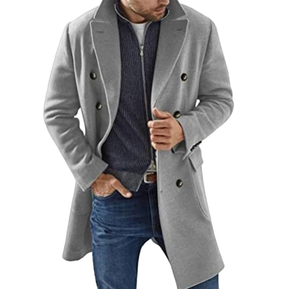 

Мужская одежда, пальто с отложным воротником, мужской кардиган, пальто, мужской зимний Тренч, пальто, верхняя одежда, двубортный, удобный модный