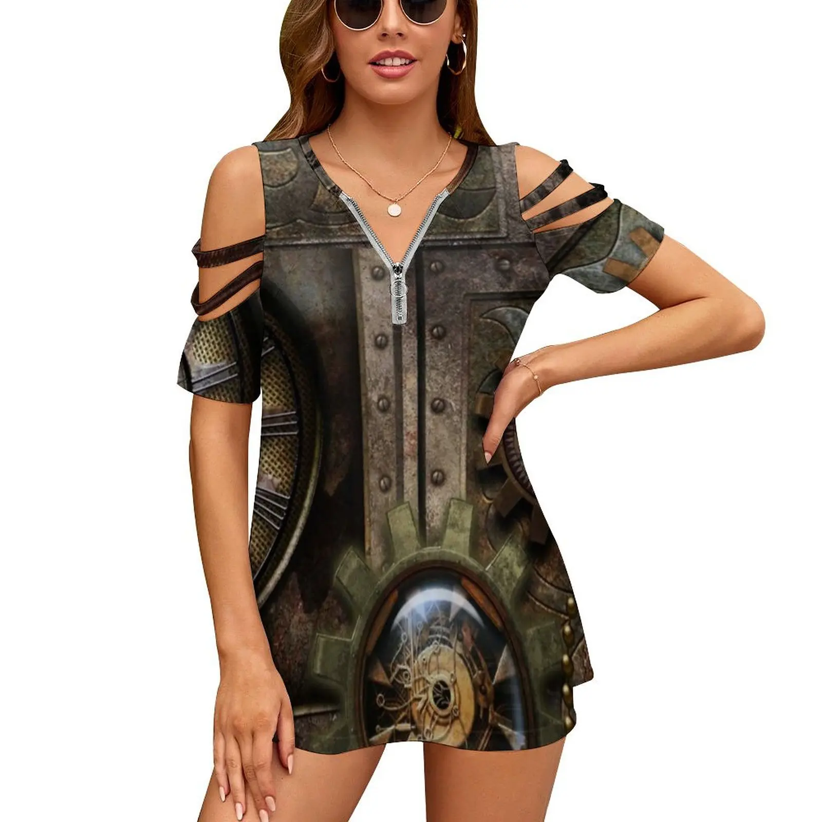 Женская футболка в стиле стимпанк замечательная заводная работа с экипировкой