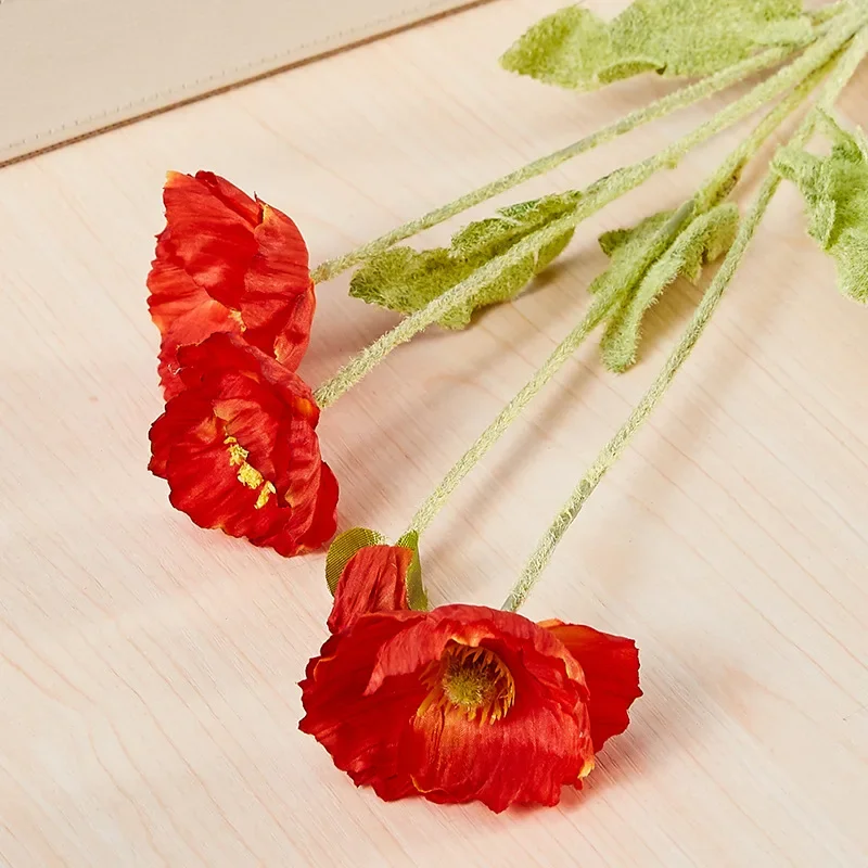 

Искусственные цветы мака шелковые 4 штуки