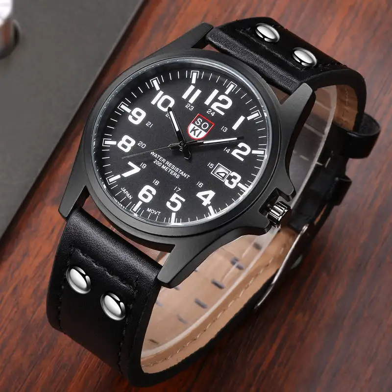 

Hot Sales Men's Watches Matte Leather Quartz Male Wristwatch Date Calendar Casual Watch For Men 2022 Fashion Sport reloj hombre