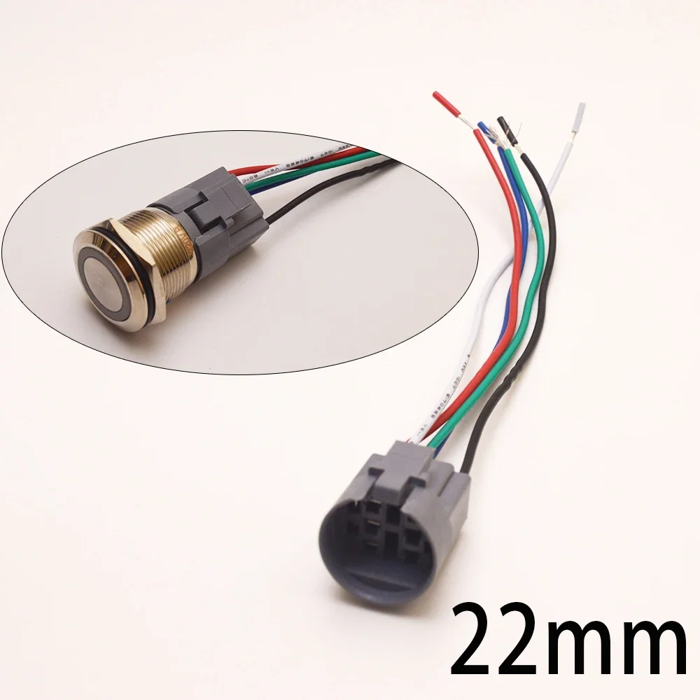 Розетка со светодиодной подсветкой, Мгновенный кнопочный переключатель, разъем 8/10/12/16/19/22 мм, переключатели, штекер, кабель, быстрое подключение, держатель провода