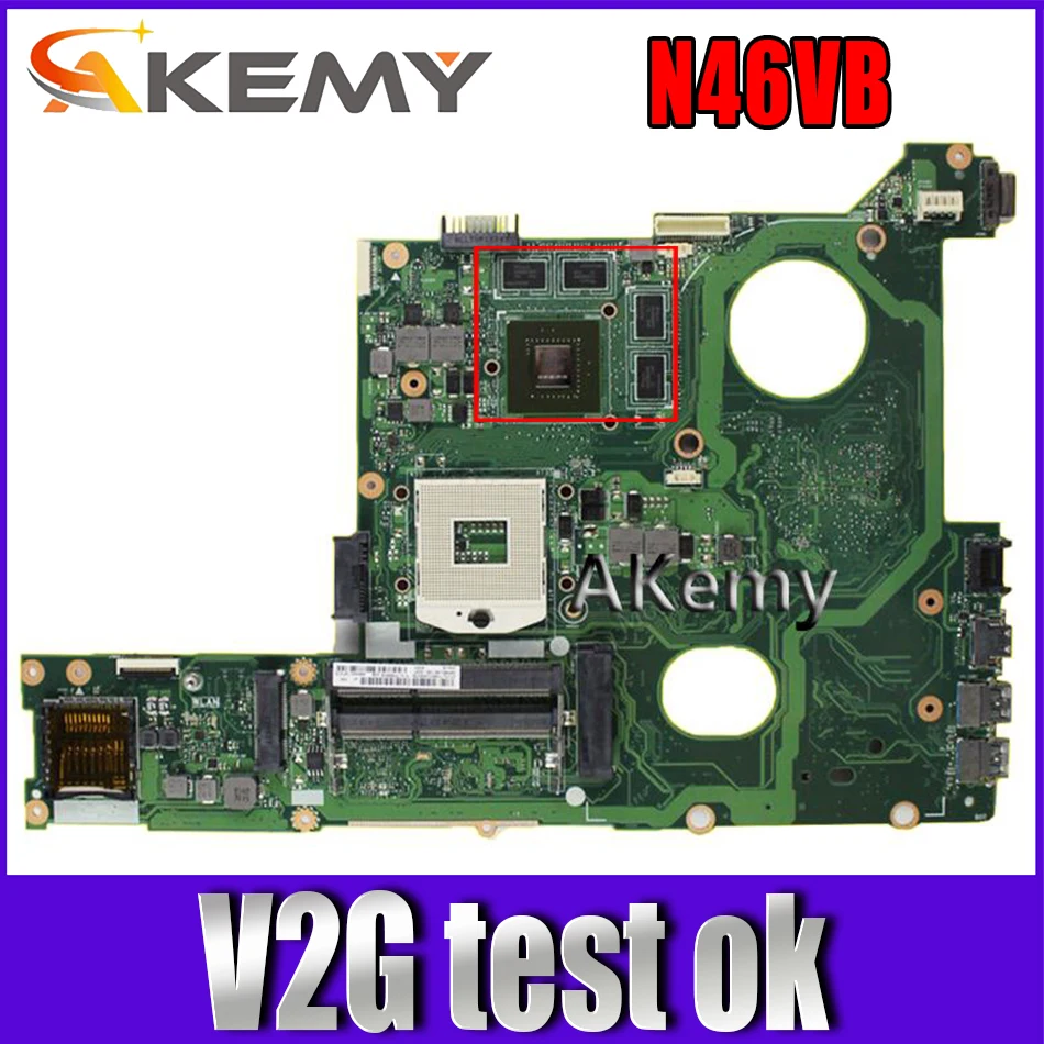 

Akemy N46VB V2G N46VJ laptop motherboard mainboard For Asus N46V N46VM N46VZ N46VB 60NB0100-MB2 (020) 100% Testad