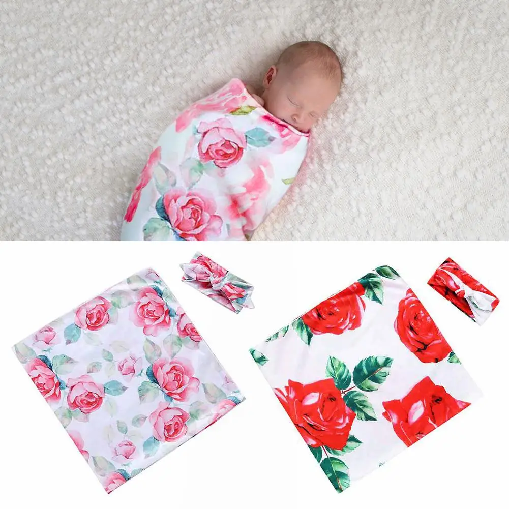 

Soft Cotton Newborn Baby Swaddle Quilt Blanket Sleeping Bag with Headband Environmental Protection and Comfortable
