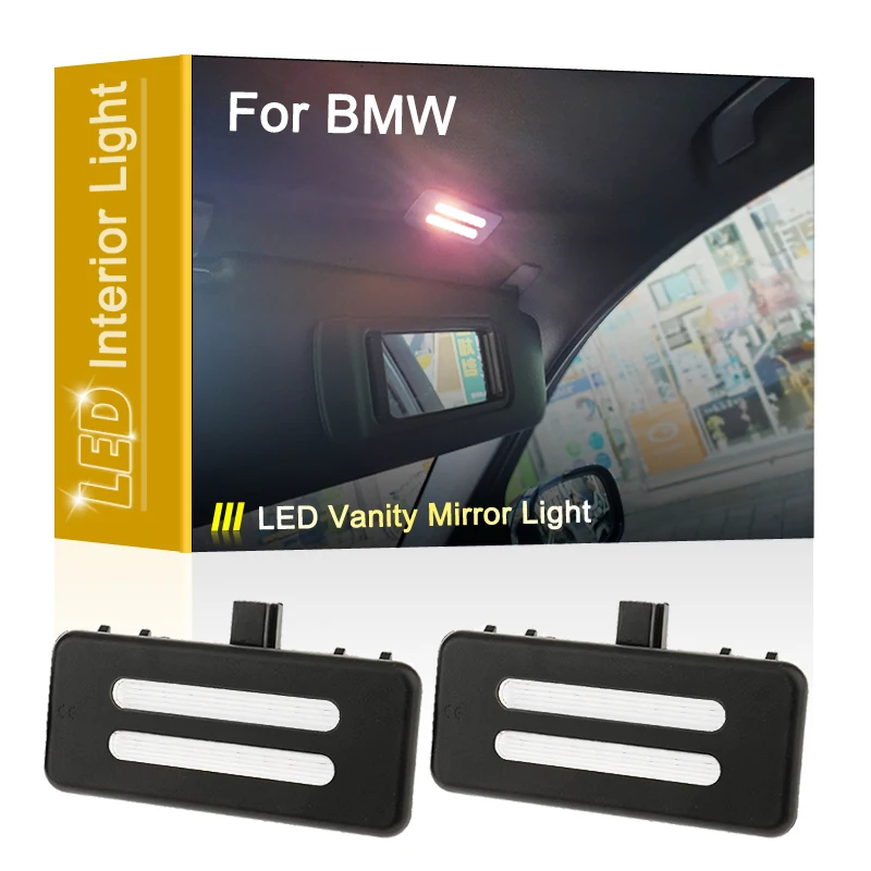 

LED Interior Sun Visor Lamp For BMW 3-Series E90/E91/E92 5-Series E60/E61 X1/E84 X3/F25 X5/E70 X6/E71 White Vanity Mirror Light