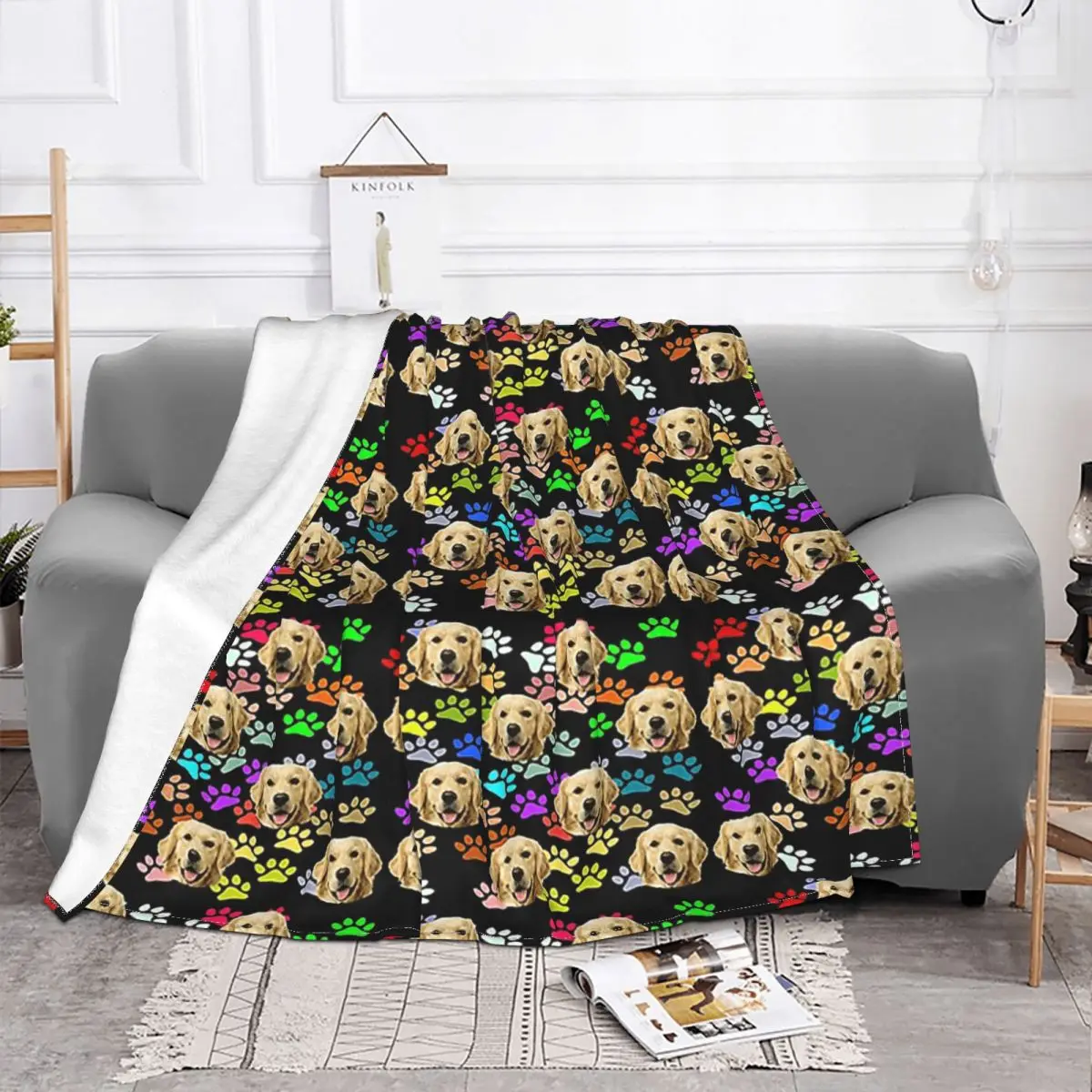 Милое Фланелевое летнее фланелевое одеяло с изображением собаки золотистого