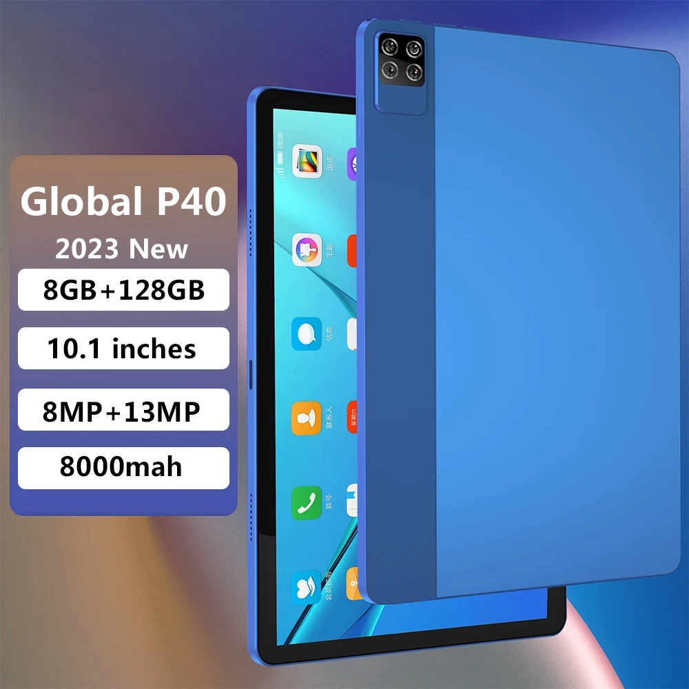 Фото Глобальная версия 2 в 1 Планшет P40 Pro 10,1 дюйма 8 ГБ + 128 ГБ Android 11 Dual Sim Высокое разрешение 1920 * 1200 Планшеты с Type-C №1