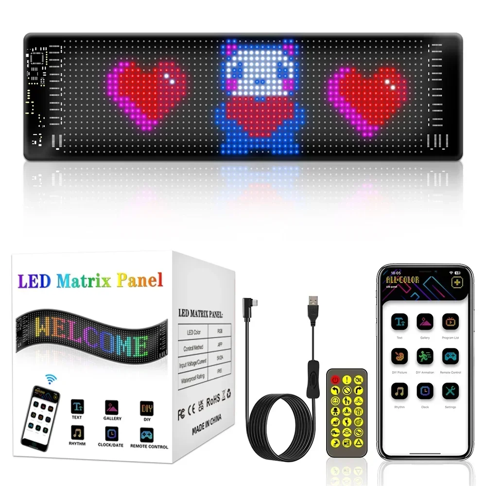 PLUS RGB светодиодный автомобильный знак анимация светодиодная матричная