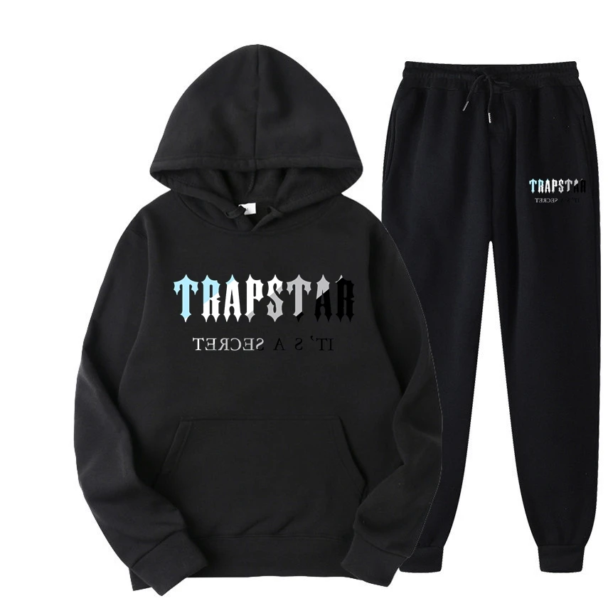 2022 New Trapstar Print Sport Men's 16 Warm Colors Two Piece Loose Hoodie+Pant Set Hoodie Jogging