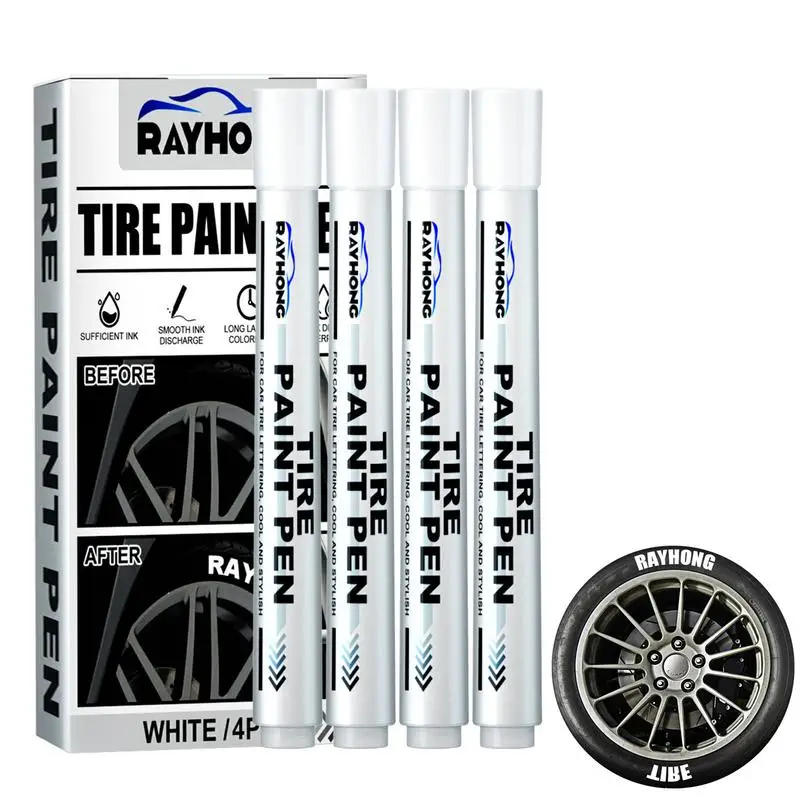 

Car Tire Marker Pen Marker Pens 4PCS Waterproof Paint Pen Quick Drying Tire Pen Smooth Car Accessories For Stone Wood Glass