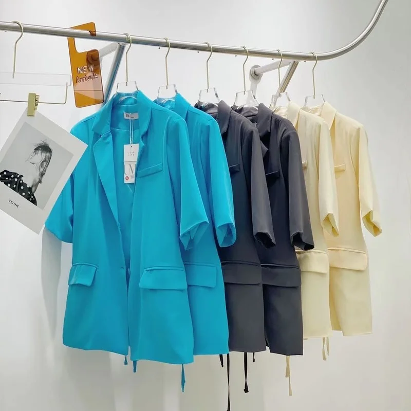 2022 New Fashion Casual Short-sleeved Suit Jacket Women Spring New Korean Style Loose Design Temperament Slim Casual Thin Suit